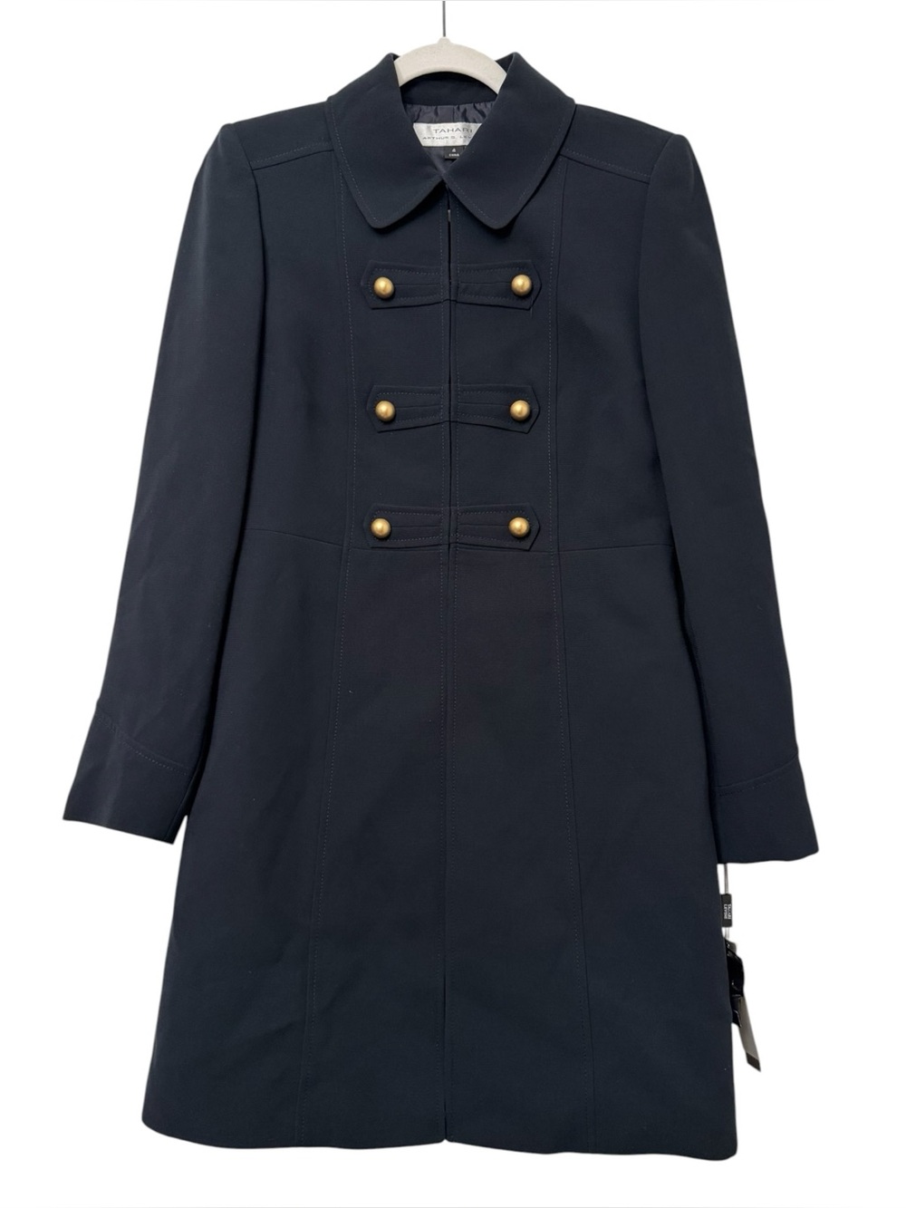 NWT Tahari Arthur S. Levine Navy Military Button Coat - Picture 2 of 6
